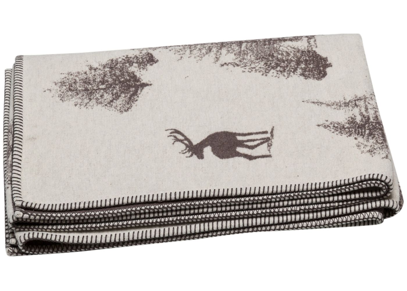 SYLT flannel cotton throw “stags/trees allover”